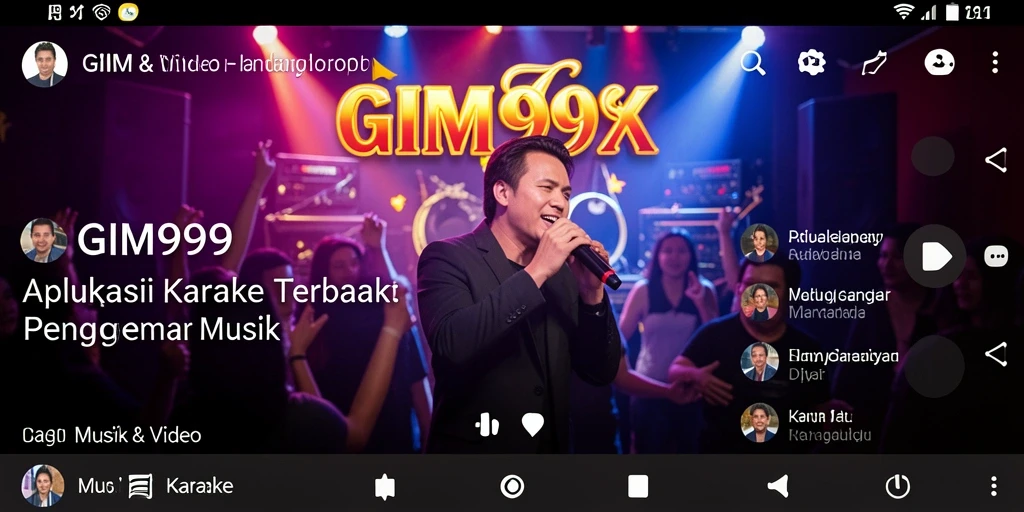 Antarmuka pengguna GIM999 dengan fitur karaoke yang interaktif.