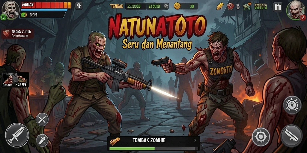 Tampilan antarmuka game Tembak Zombie yang menarik dan penuh aksi.