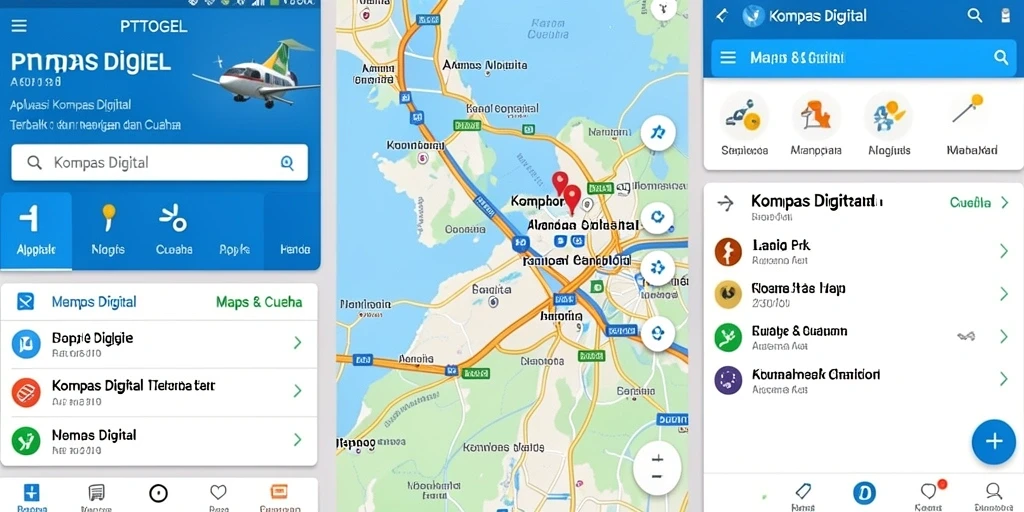 Antarmuka utama PTTOGEL menampilkan fungsi Kompas Digital yang intuitif.