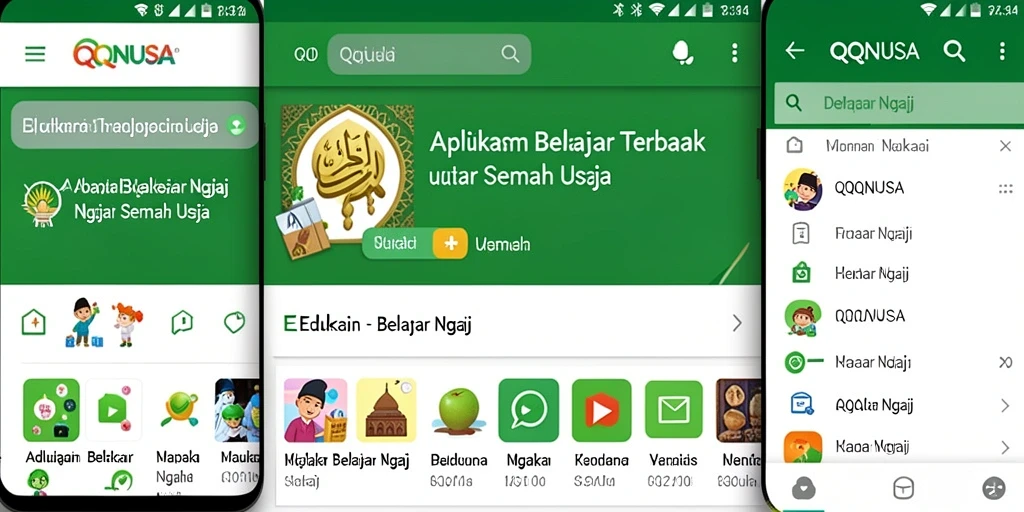 Tampilan antarmuka QQNUSA yang menarik untuk belajar mengaji.
