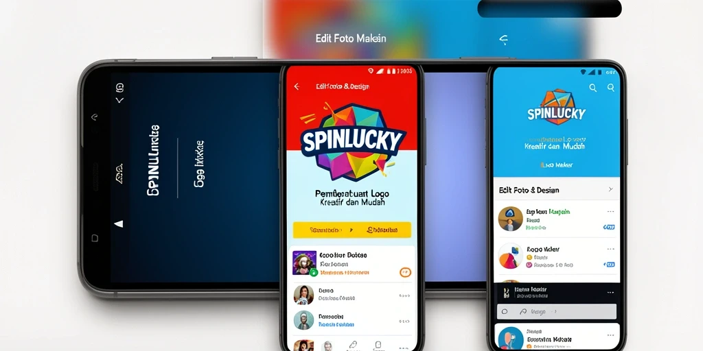 Tampilan antarmuka SPINLUCKY untuk membuat logo yang menarik.